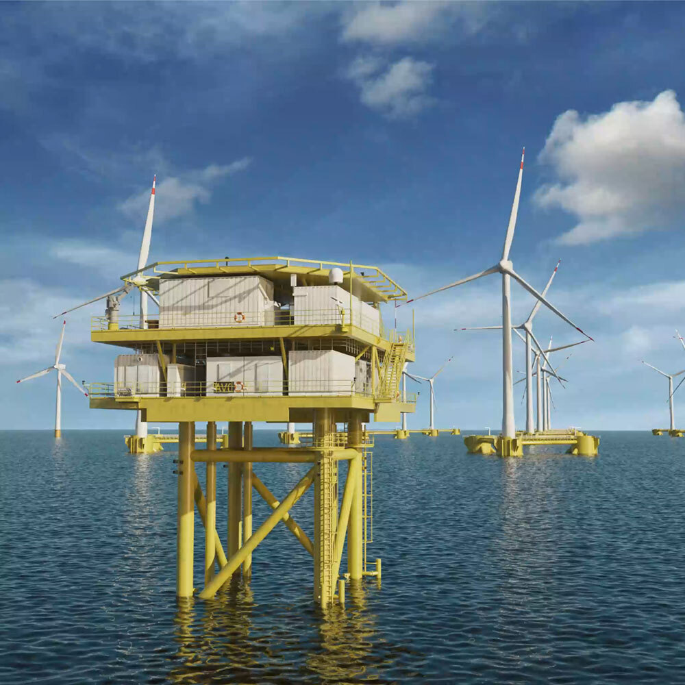 offshore wind turbines and electrical substation